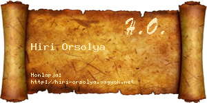 Hiri Orsolya névjegykártya
